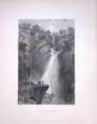 Inverness The Falls of Foyers Scotland W Beattie 188 Years-Old Antique Steel Engraving-32