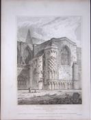 Priory Christ- Church Hampshire 190 Years-Old John Britton Antique Steel Engraving-171