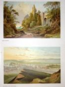 Scotland Edinburgh Arthurs Seat & Roslin Castle Antique Print-3a
