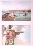 Isle of Wight Hyde & Brading Church & Town Hall Victorian Antique Double Print-48