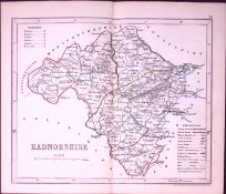 Radnorshire Wales-Dugdale & Archer Antique 180 Years-Old Steel Engraved Map-45