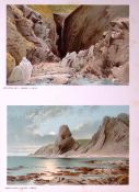 Jersey Pinnacle Rock & Plemont Waterfall Victorian Antique Double Print-47