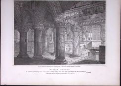 Rosslyn Chapel Scotland 190 Years-Old John Britton Antique Steel Engraving-151