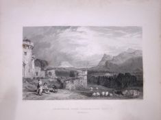 Edinburgh View From Craigmillar Castle Scotland 188 Years-Old Antique Steel Engraving-11
