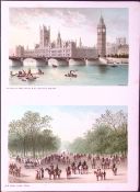 London Houses of Parliament & Hyde Park Victorian Antique Double Print-9