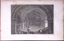 York Minster Crypt Yorkshire 198 Years-Old Thomas Allen Antique Steel Engraving-33