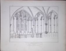 Christ Church Oxford 190 Years-Old Rare John Britton Antique Steel Engraving-96