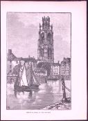 Boston Harbour Country Towns of Britain 145-Year-Old Woodcut Illustration-6