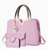 Women’s Handbag & Clutch Set – Convertible Tote Crossbody Bag with Matching Clutch