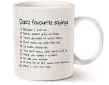 Dad’s Favourite Sayings Mug – Funny Gift For Dad, Birthday, Christmas, Father’s Day