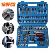 108-Piece Socket Wrench Set With Ratchet – Durable Carbon Steel Tools In Portable Storage Case
