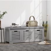 Storage Bench With Drawer Compartments & Cushioned Seat