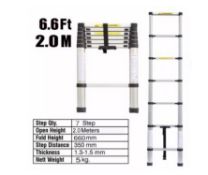 2.0M Aluminium Multi-Purpose Telescopic Ladder Extendable Indoor/Outdoor 6.6 FT Ladder Safety
