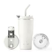 18oz Stainless Steel Travel Tumbler – Double Wall Insulated With Lid & Straw (Cream White)
