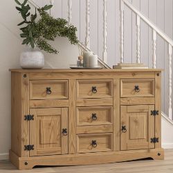 5 Drawer 2 Door Sideboard – Solid Mexican Pine