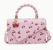 Women’s Cherry Print Shoulder Bag – Cute Crossbody Tote With Charm