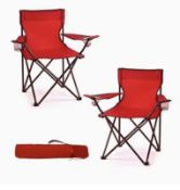2 x Portable Folding Camping Chair – Lightweight Heavy-Duty Outdoor Chair With Cup Holder