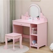 Kids’ Vanity With Lighted Mirror & Stool – Fun, Safe & Sparkling - Pink