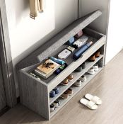 Shoe Storage Bench With Cushioned Seat & Hidden Compartment