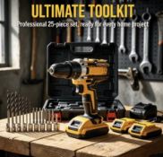 21V Cordless Drill with Dual 2.0Ah Battery Packs & Charger – 3/8