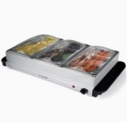 Buffet Warmer Food Server Adjustable Temperature Control 3 Section