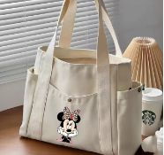 Minnie Mouse Canvas Tote Bag – Vintage Casual Handbag for Work, School, and Shopping