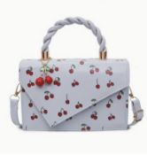 Women’s Cherry Print Shoulder Bag – Cute Crossbody Tote With Charm
