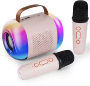 Portable Bluetooth Karaoke Machine With 2 Microphones – LED Lights & Voice Effects (Bluetooth 5.3...