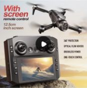 Dual HD Camera Drone With Brushless Motors, Optical Flow Hover & 4.3-Inch Screen Remote