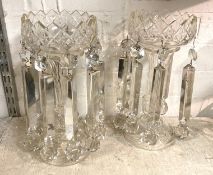 Pair of Antique Cut Glass Lustres