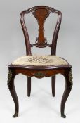 19th Century French Kingwood Parquetry Side Chair with Ormolu Mounts