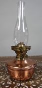 Antique English Copper & Brass Oil Lamp – Duplex Burner