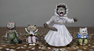 Collection of 4 Avalon Fine Bone China Cat Figurines