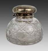 Vintage Silver Plated Crystal Inkwell