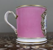 Mid-19th Century Grainger Worcester Porcelain Tankard – Rose Pompadour Ground