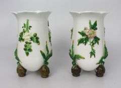Pair of Antique English Porcelain Floral Vases – c.1860