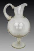 Antique Glass Footed Ewer, Late 19th Century
