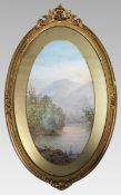 Antique Oval Watercolour of Torc Mountain