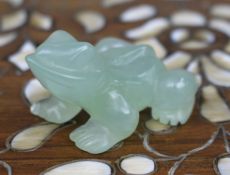 Small Carved Green Stone Frog Ornament