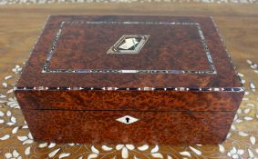 Antique Regency Amboyna & Mother-of-Pearl Inlaid Writing Slope, c.1830