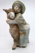 Lladro Boy Hugging Donkey