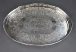 Antique Sheffield Silver Plated Oval Gallery Serving Tray c.1900