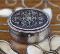 Vintage Sterling Silver Niello-Style Oval Pill Box, Marked 925