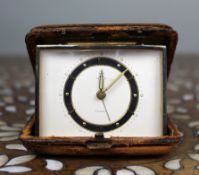 Mid 20th c. West German Folding Travel Alarm Clock, 7 Jewels