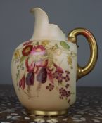 Antique Royal Worcester Blush Ivory Ewer, Hand-Painted Porcelain, 1896