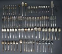 Large Assorted Lot of Silver-Plated Cutlery – Rat Tail & Bead Patterns – 89 Pieces