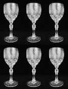 Set of 6 Brier Glass Vine Pattern Wine Glasses