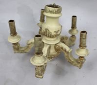 Vintage Painted Cream Wood & Plaster Chandelier