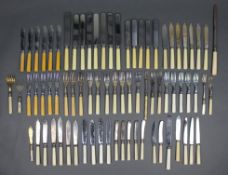 Large Collection of Bone Handled Silver Plate Cultery Flatware