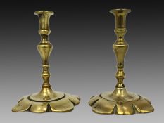 Pair of Small Antique Brass Candlesticks c.1900